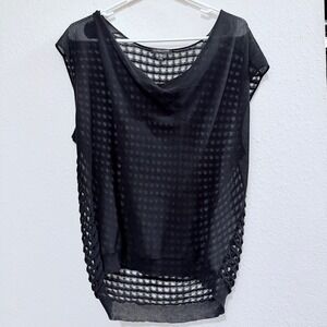 Eileen Fisher Petite Boho Sheer Mesh Open Knit Fairy Grunge Whimsigoth Top Sz PM